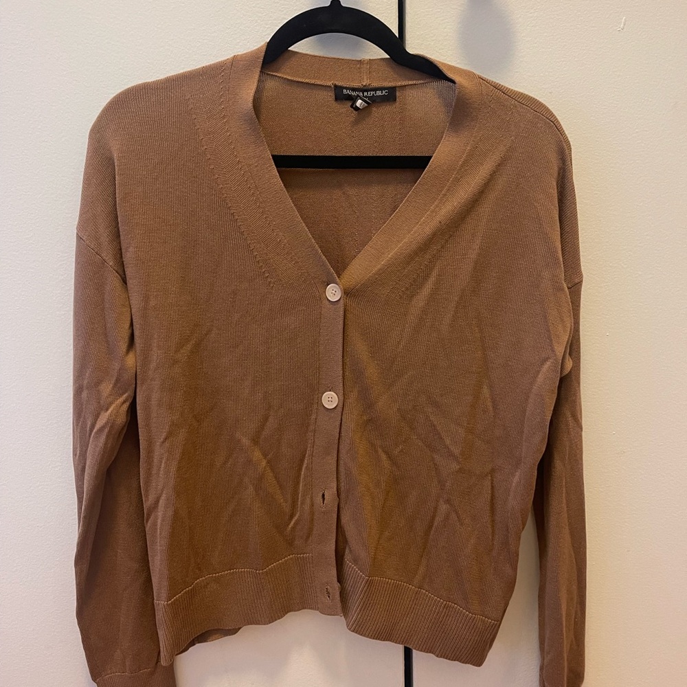 Banana Republic Tan V-Neck Cardigan